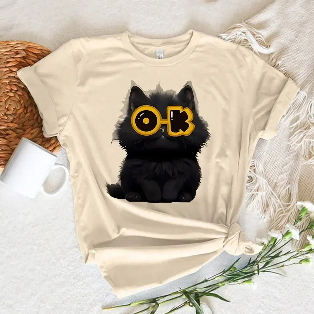 Funny Cat Print Women T Shirt