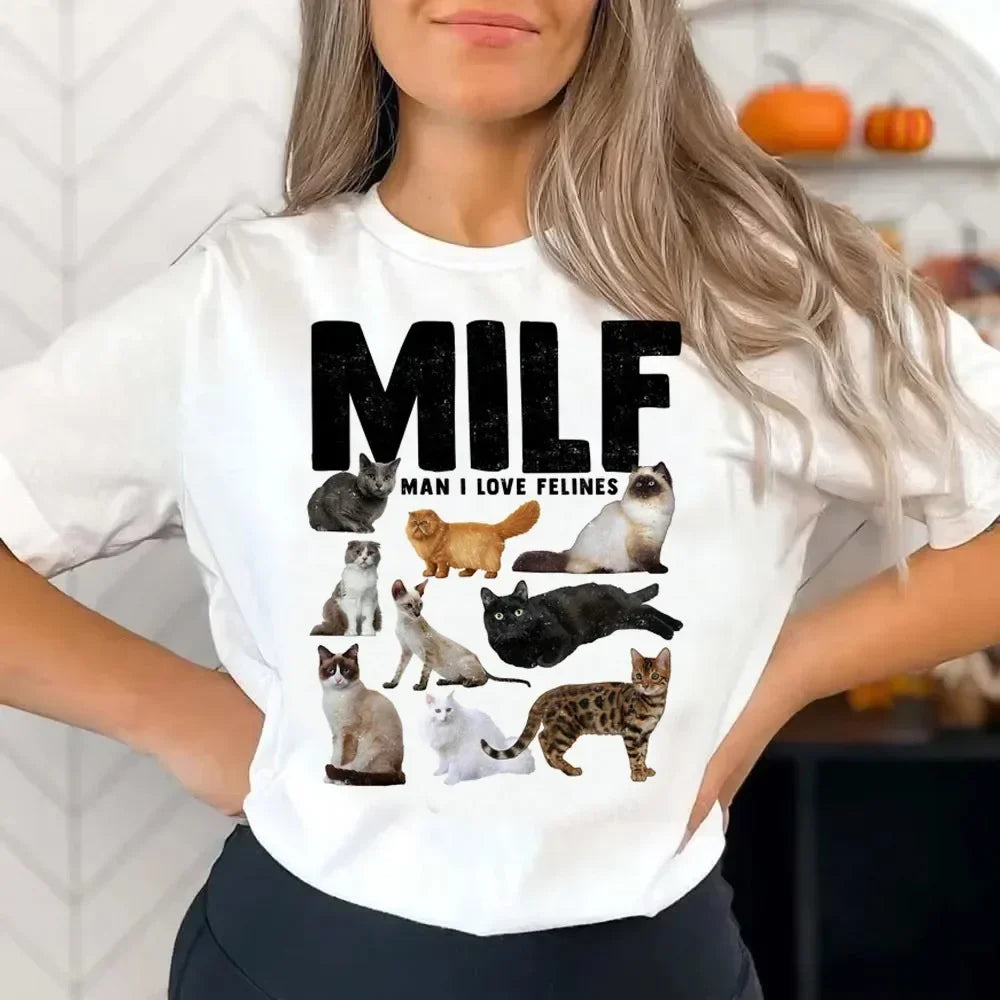 Funny Cat Print Women T Shirt