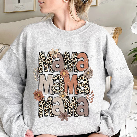 Leopard Mama Flower Retro Sweatshirt Hoodie
