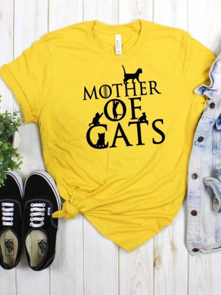 "Mother of Cats" Print Women T Shirt