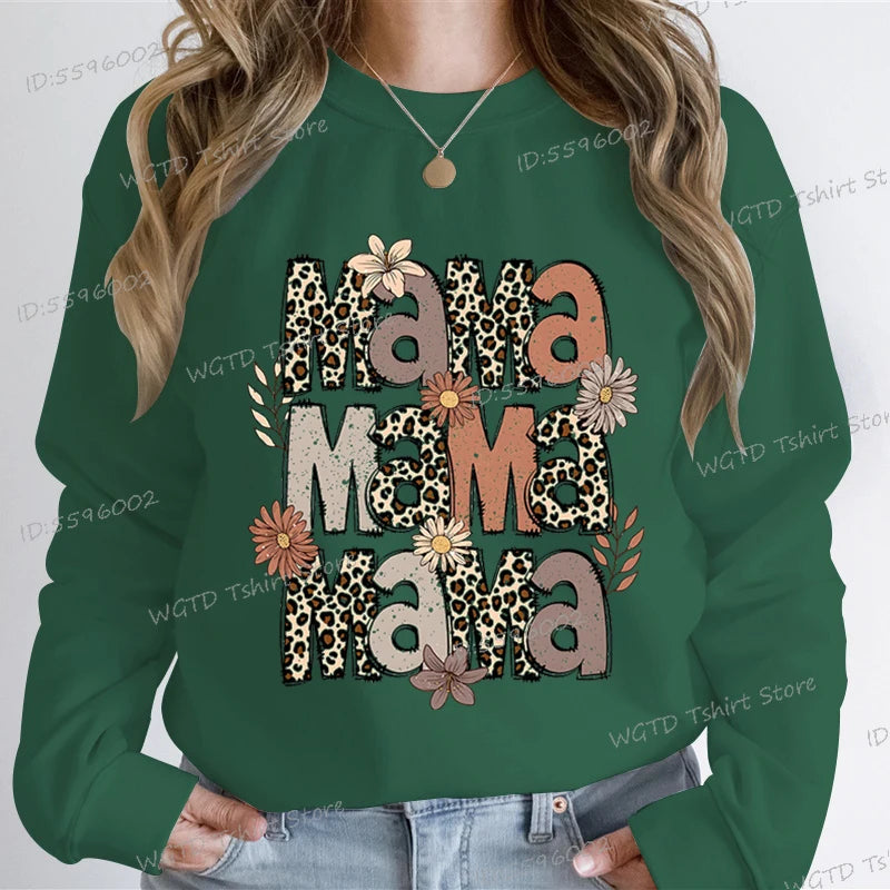 Leopard Mama Flower Retro Sweatshirt Hoodie