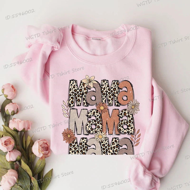 Leopard Mama Flower Retro Sweatshirt Hoodie