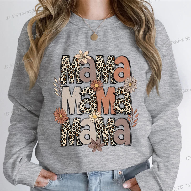 Leopard Mama Flower Retro Sweatshirt Hoodie