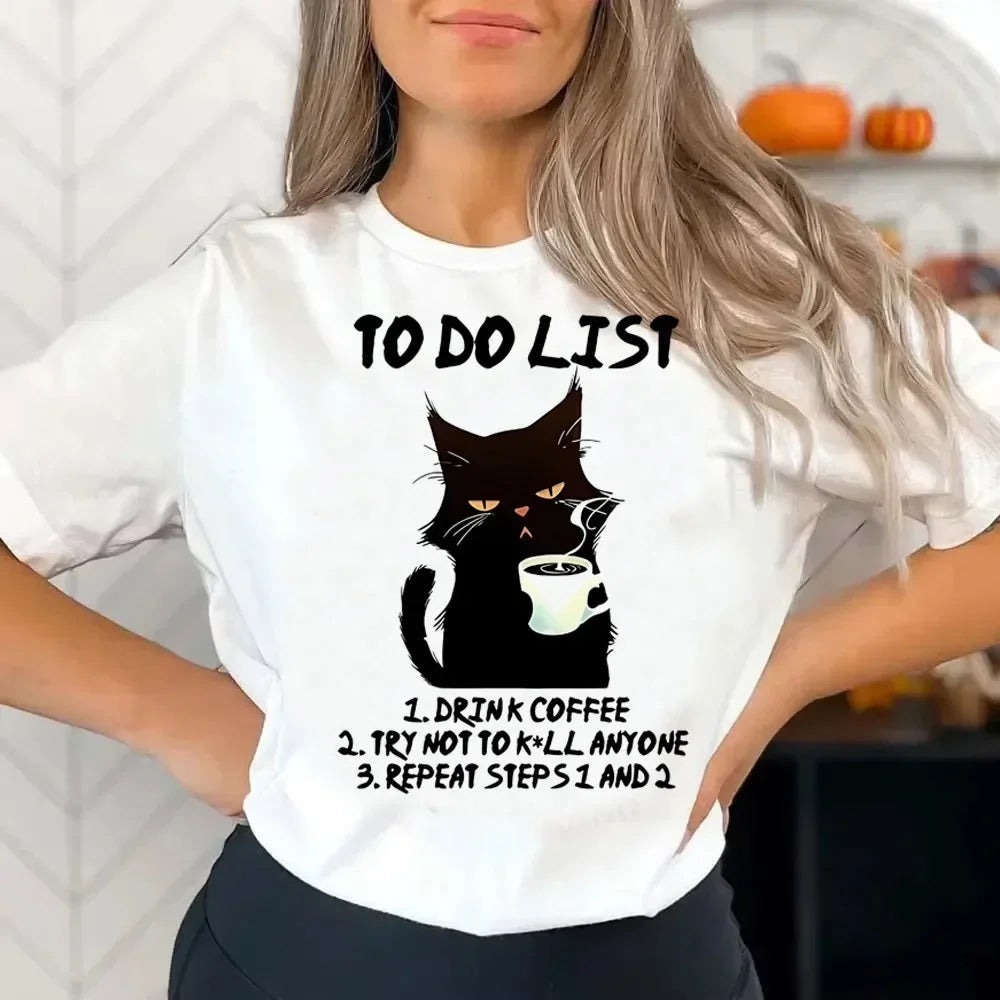 Funny Cat Print Women T Shirt