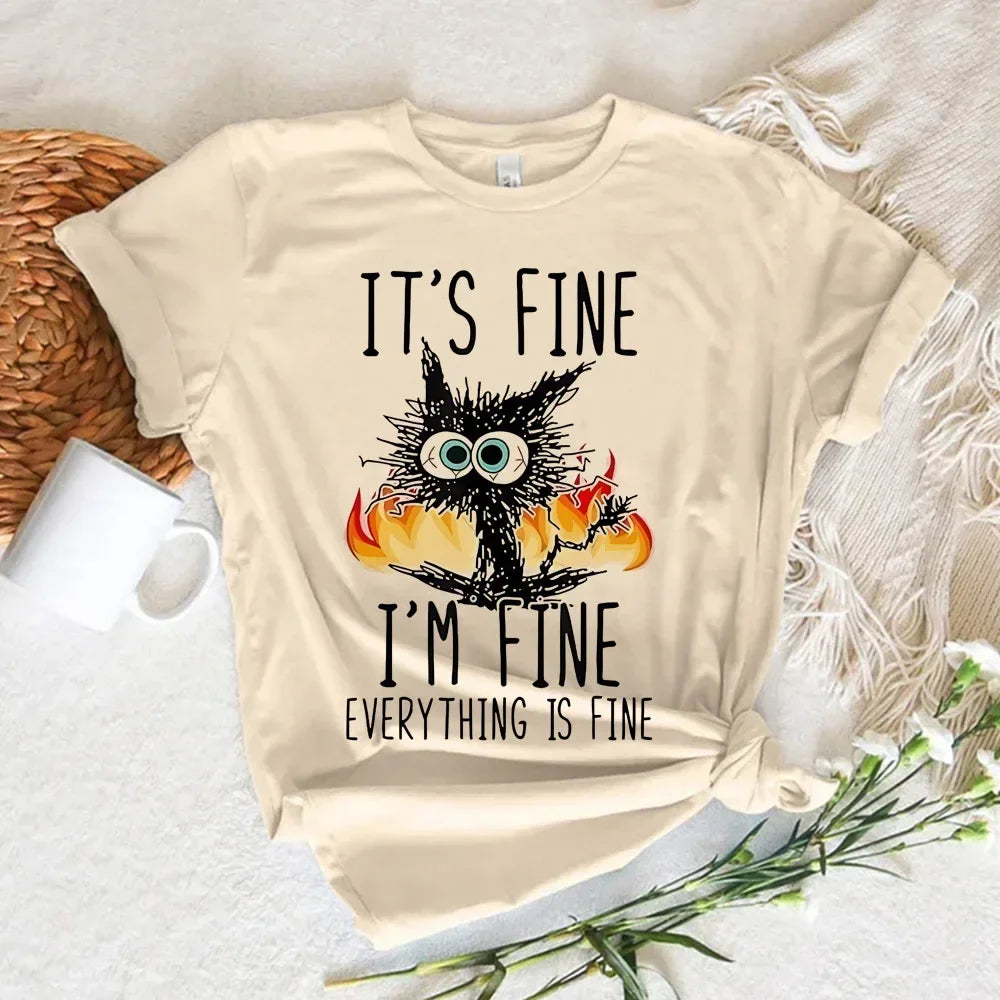 Funny Cat Print Women T Shirt