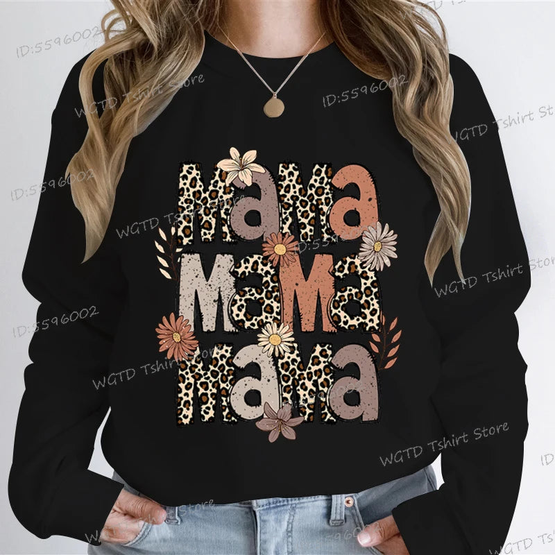 Leopard Mama Flower Retro Sweatshirt Hoodie