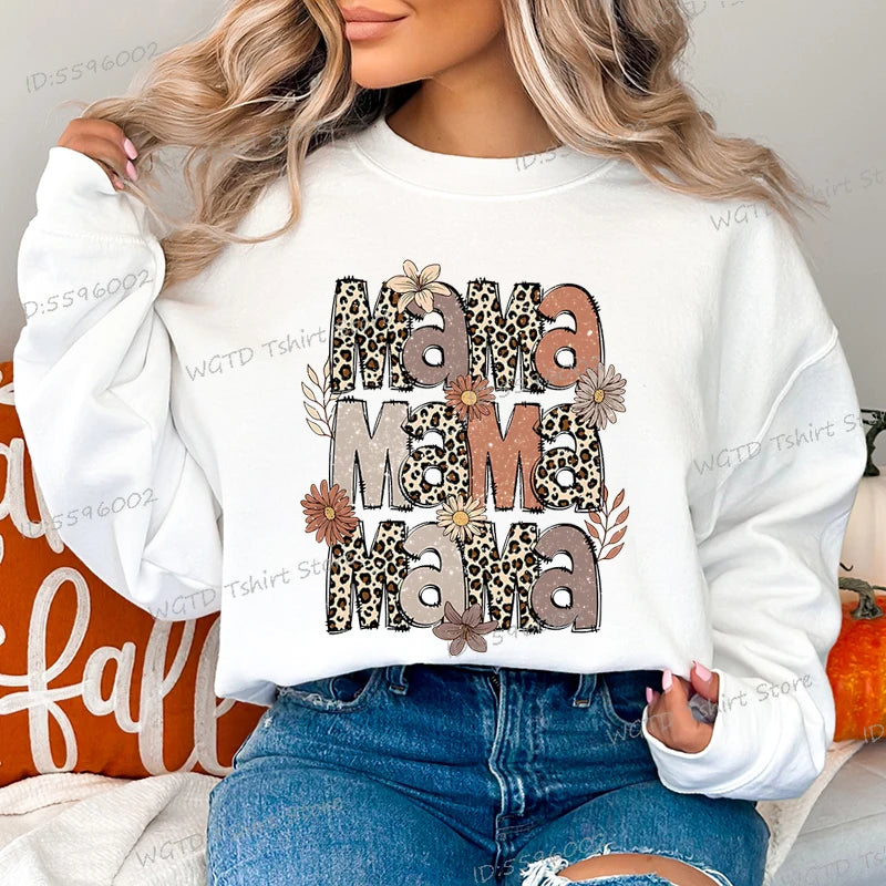 Leopard Mama Flower Retro Sweatshirt Hoodie