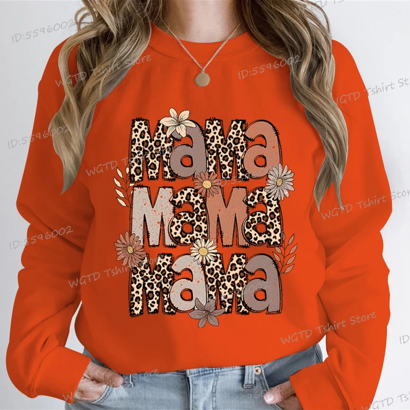 Leopard Mama Flower Retro Sweatshirt Hoodie