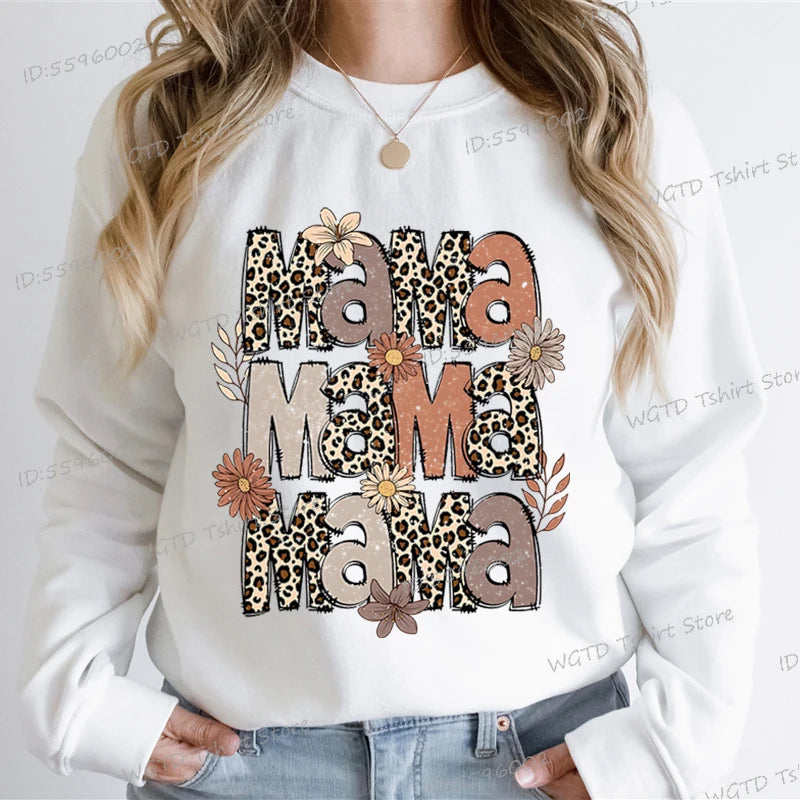 Leopard Mama Flower Retro Sweatshirt Hoodie
