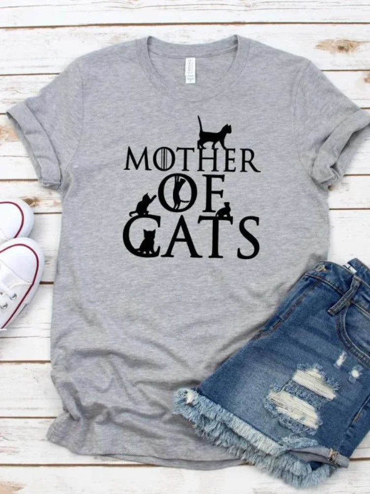 "Mother of Cats" Print Women T Shirt