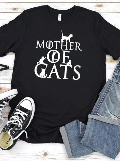 "Mother of Cats" Print Women T Shirt