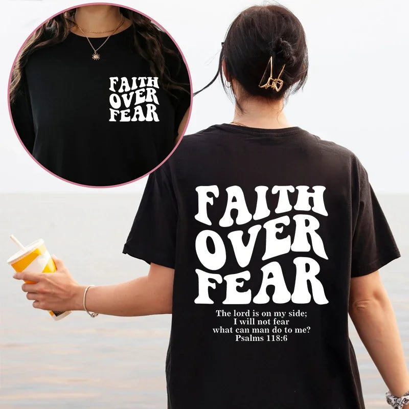 "Faith Over Fear" Christian Women T-shirts
