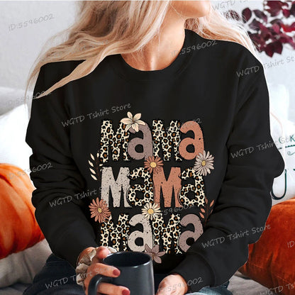 Leopard Mama Flower Retro Sweatshirt Hoodie