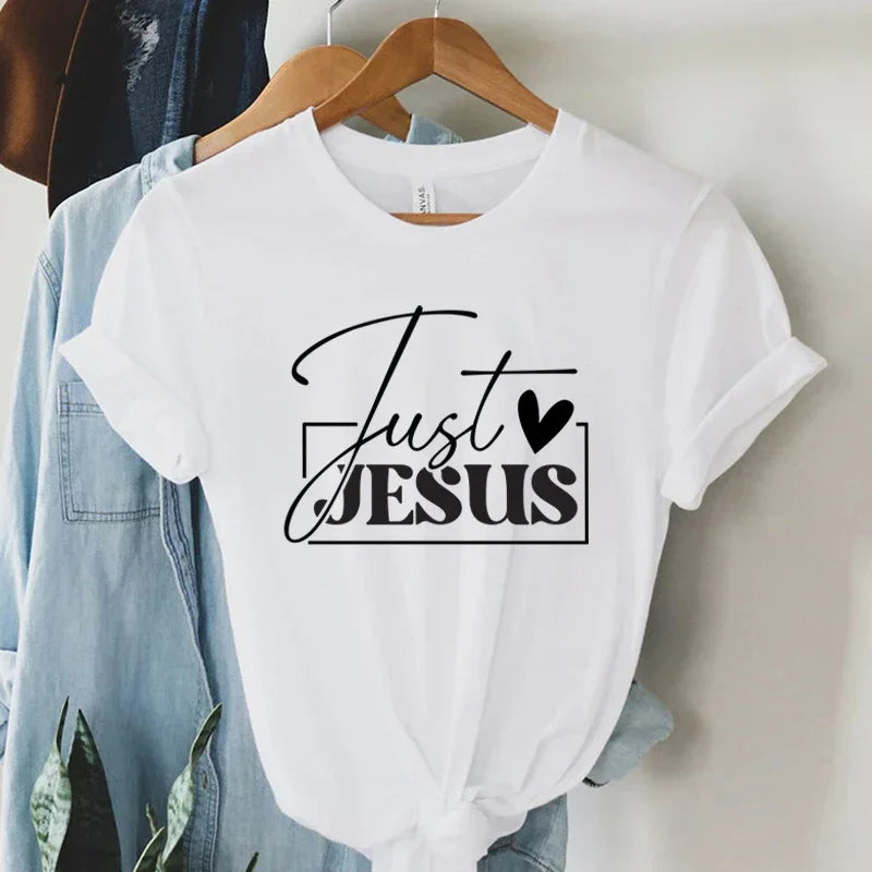 "Just Love Jesus" Print Women T-Shirts