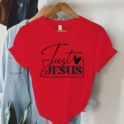 "Just Love Jesus" Print Women T-Shirts