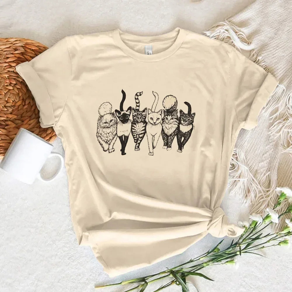 Funny Cat Print Women T Shirt