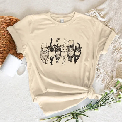 Funny Cat Print Women T Shirt