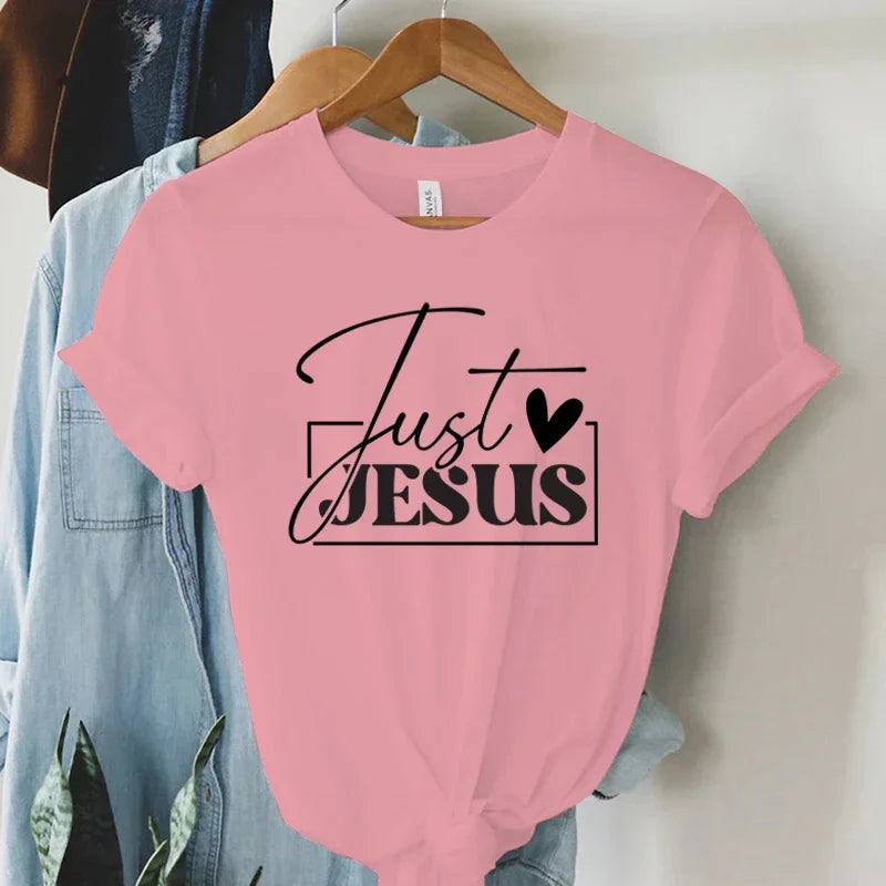 "Just Love Jesus" Print Women T-Shirts