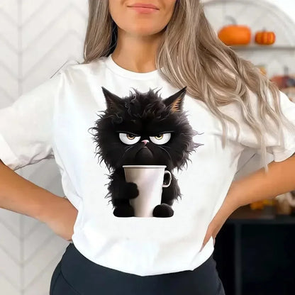 Funny Cat Print Women T Shirt