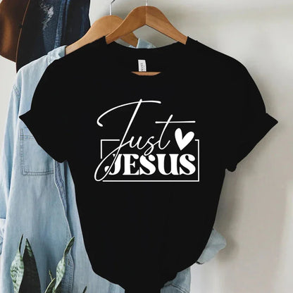 "Just Love Jesus" Print Women T-Shirts
