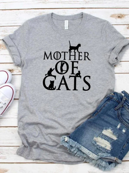 "Mother of Cats" Print Women T Shirt