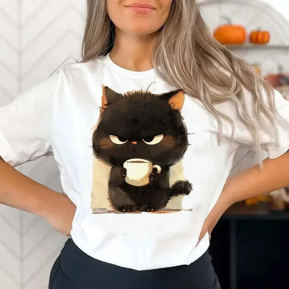 Funny Cat Print Women T Shirt