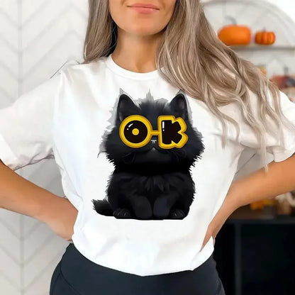 Funny Cat Print Women T Shirt