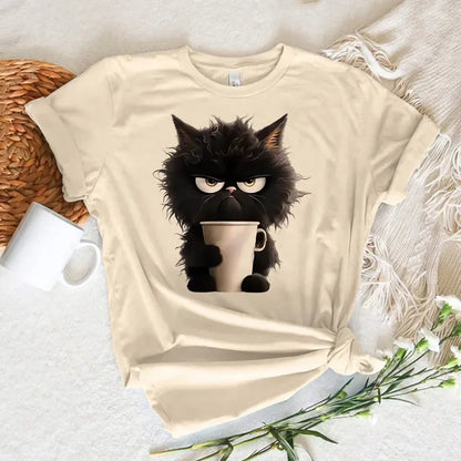 Funny Cat Print Women T Shirt