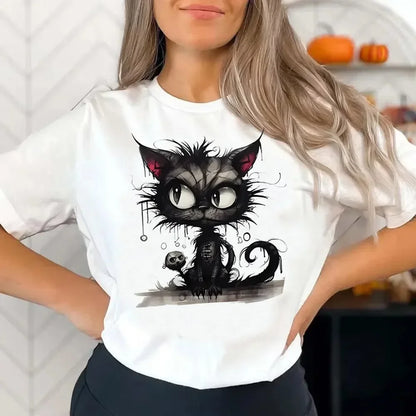 Funny Cat Print Women T Shirt
